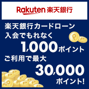 楽天銀行 楽天銀行カードローン入会でもれなく1,000ポイント ご利用で最大30,000ポイント！