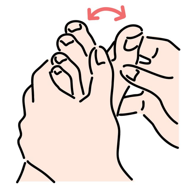 STEP（1）足指・足裏を刺激し、末端の血行を促す